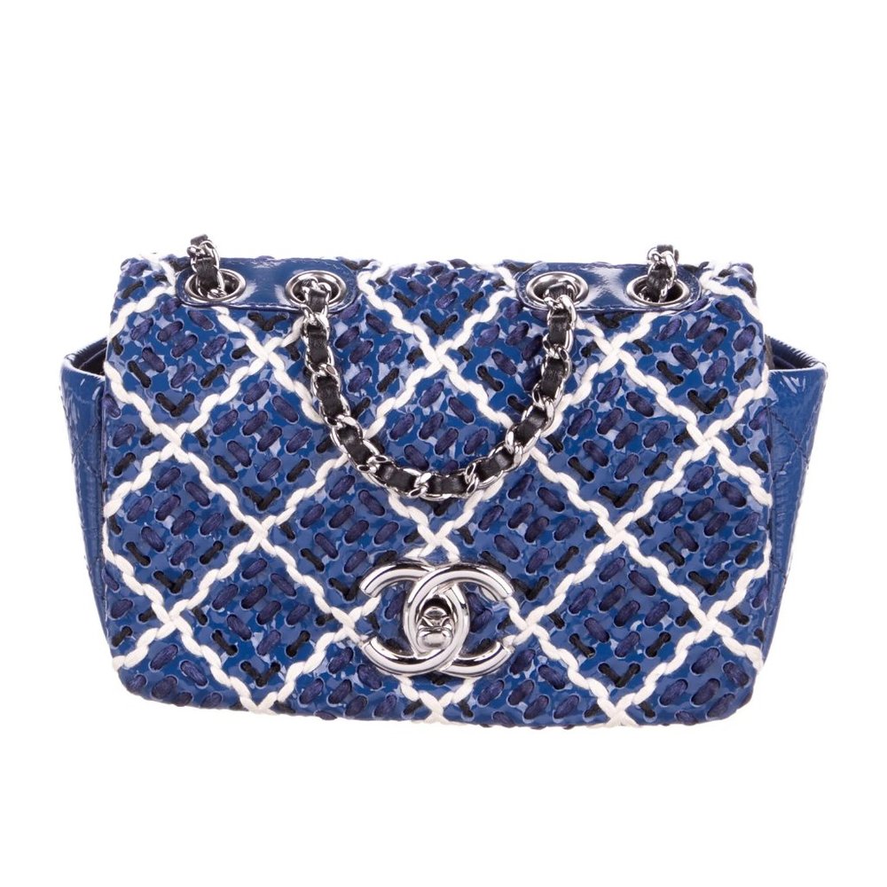 CHANEL Mini Patent Embroidered Tweed Flap Bag - Picture 1 of 5